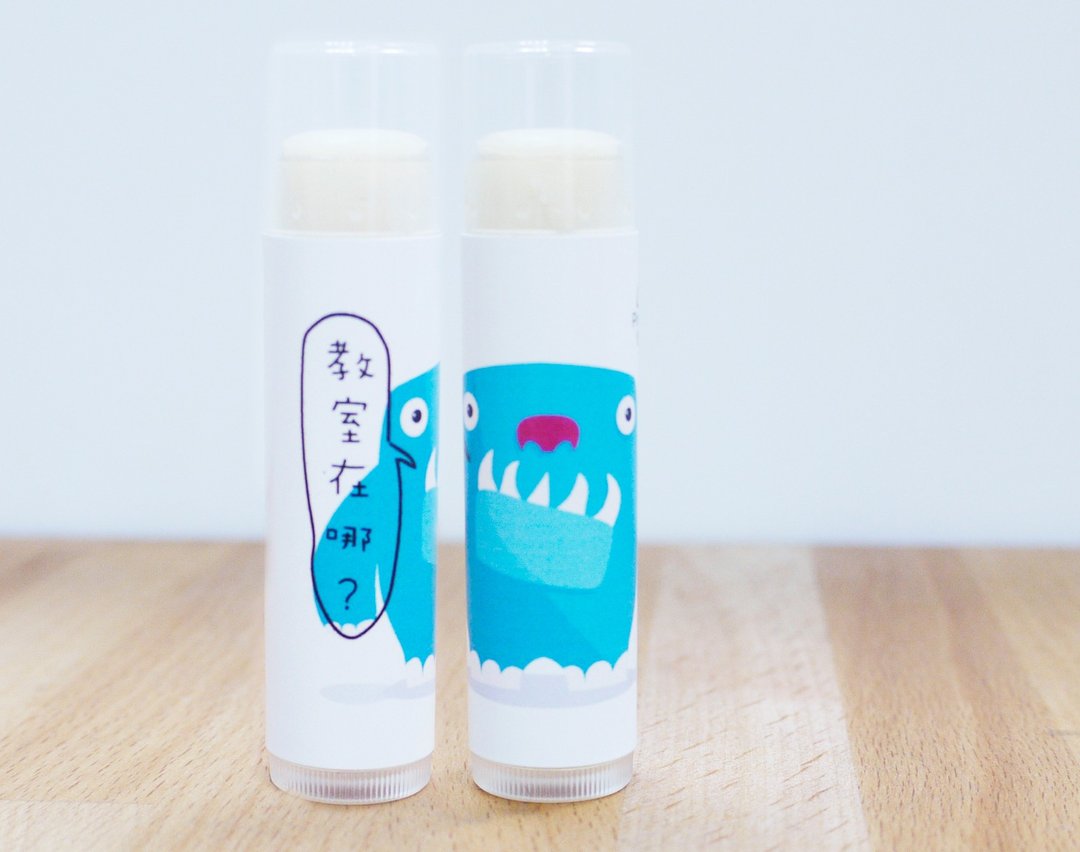 【星球怪兽】疑疑小路痴 祝福小卡+ 纯榄护唇膏(指缘膏) 3ml 2入(可选择你喜欢的香氛) - 手足保养 - 植物．花 蓝色