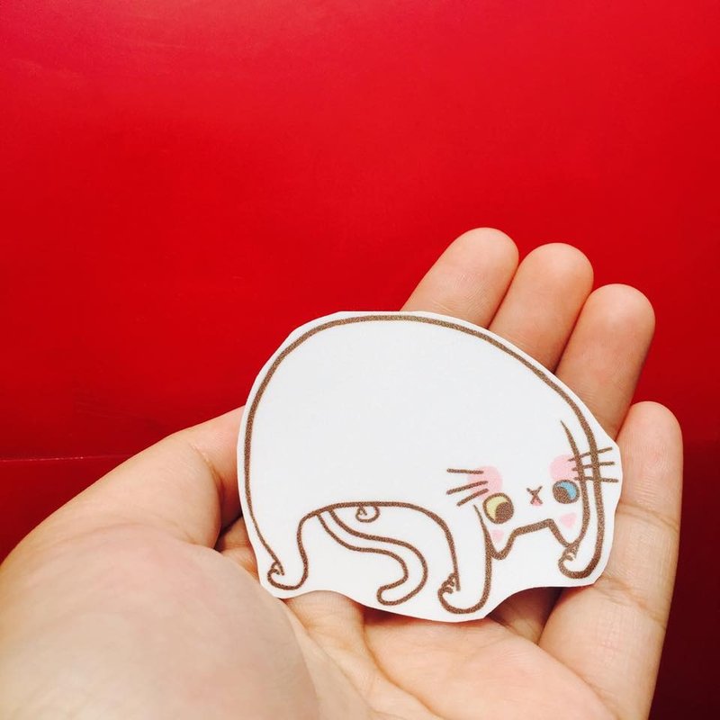 肉肉瑜伽大法师喵 小张防水贴纸 - 贴纸 - 纸 白色