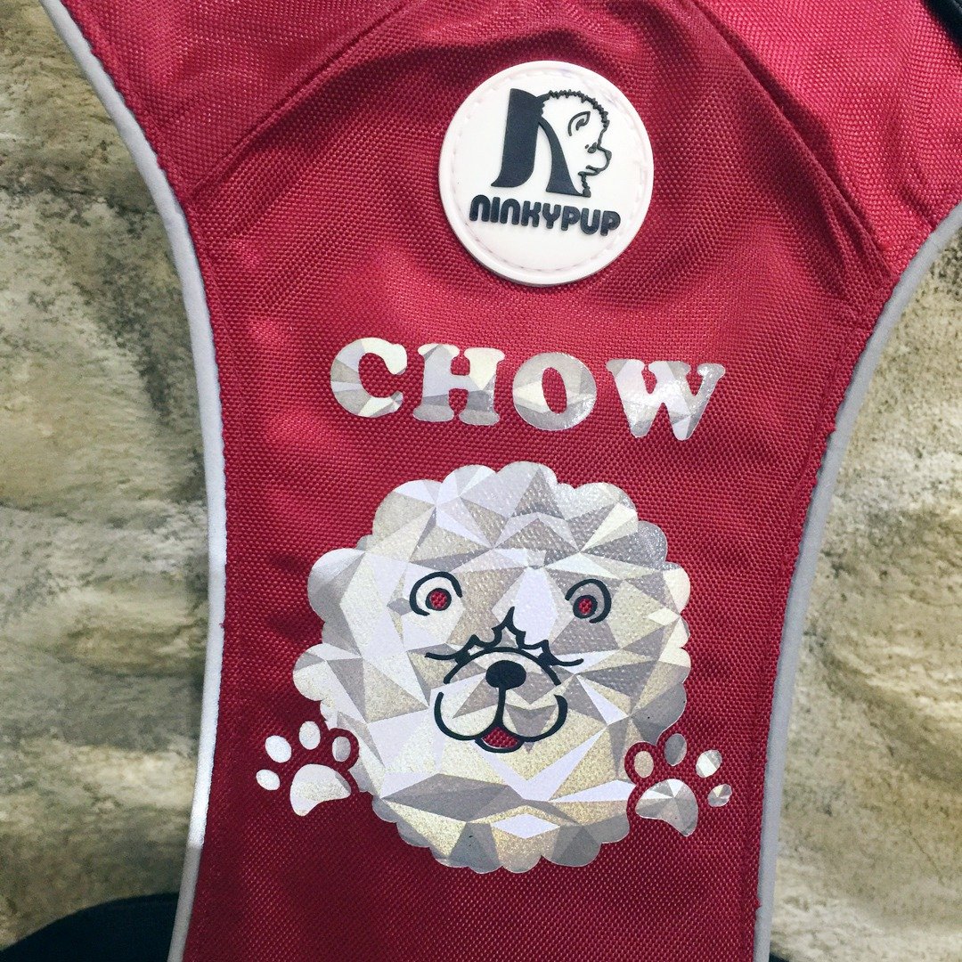 法斗贵宾松狮犬 宠物胸背牵绳组 定制化姓名电话 反光安全耐用 - 衣/帽 - 其他材质 红色