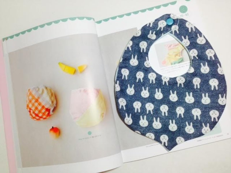 ：小兔兔(灰蓝)：小栗子透气围兜 - 围嘴/口水巾 - 棉．麻 