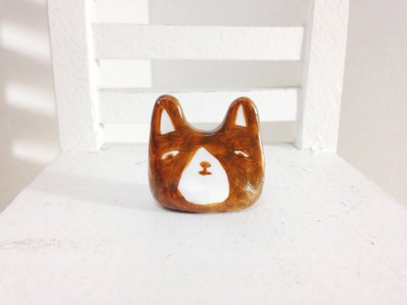 ::ty.HSU:: 有爱浪浪: 棕兔, 别针; 磁铁; 筷(笔)架 - 胸针 - 粘土 咖啡色