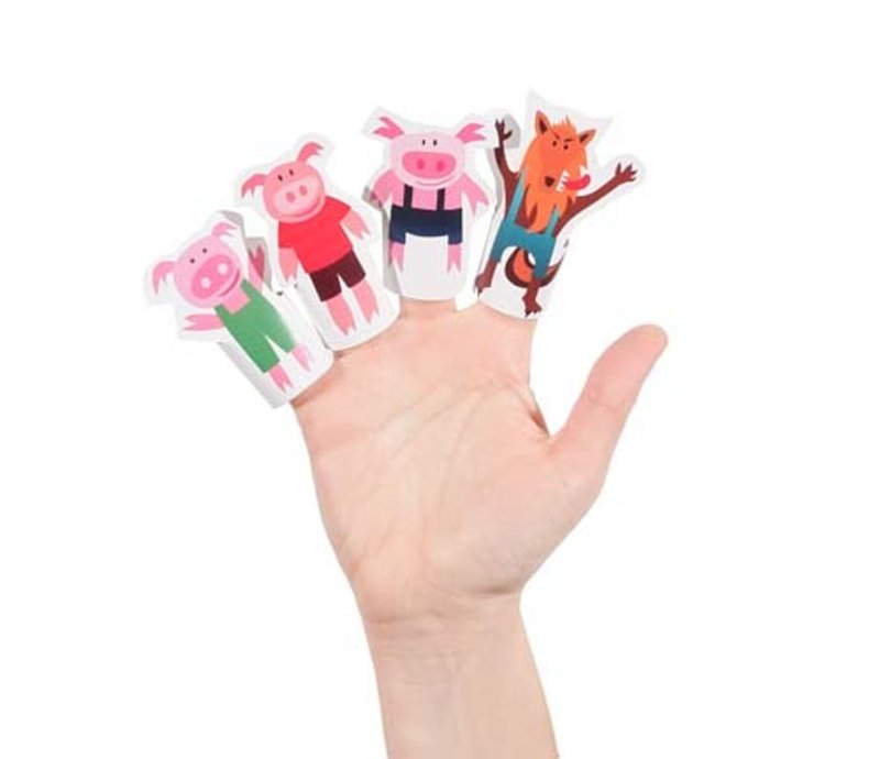 【pukaca手作益智玩具】手指玩偶系列 - 三只小猪 - 玩具/玩偶 - 纸 多色