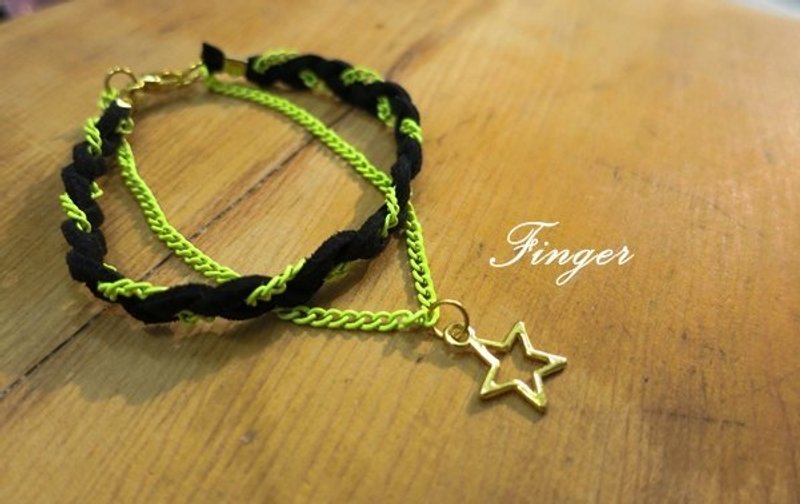 庞克_ 萤光编织手链   金色星星款 - 手链/手环 - 其他金属 