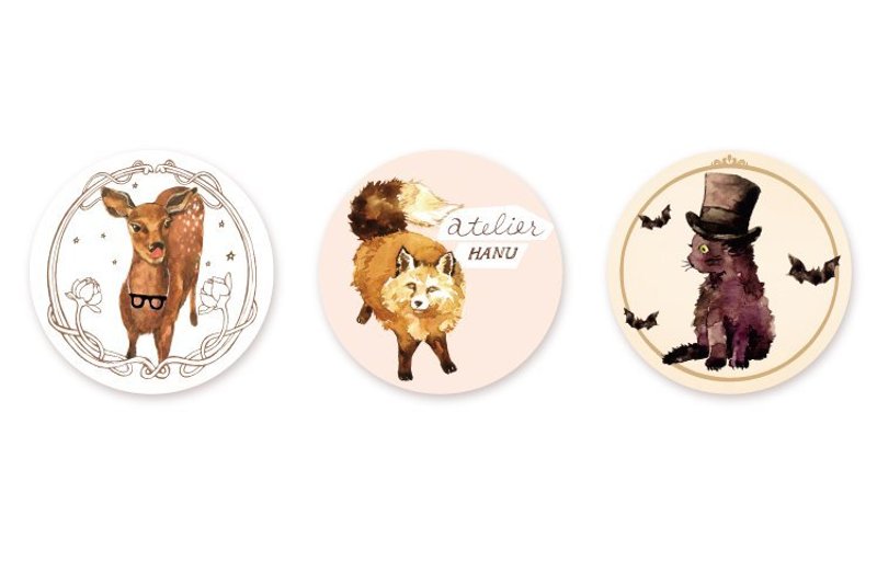 小动物陶瓷杯垫  小鹿 / 小狐狸 / 小黑猫  三款入优惠组合  ♥ - 杯垫 - 其他材质 多色