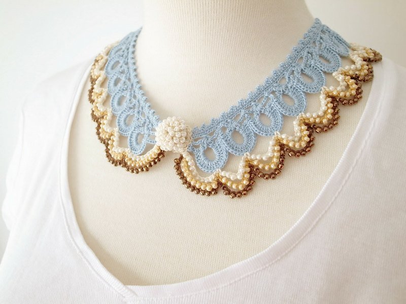 手工蕾丝饰品 (蕾丝领饰---串珠蕾丝领 1-c) - 其他 - 其他材质 多色