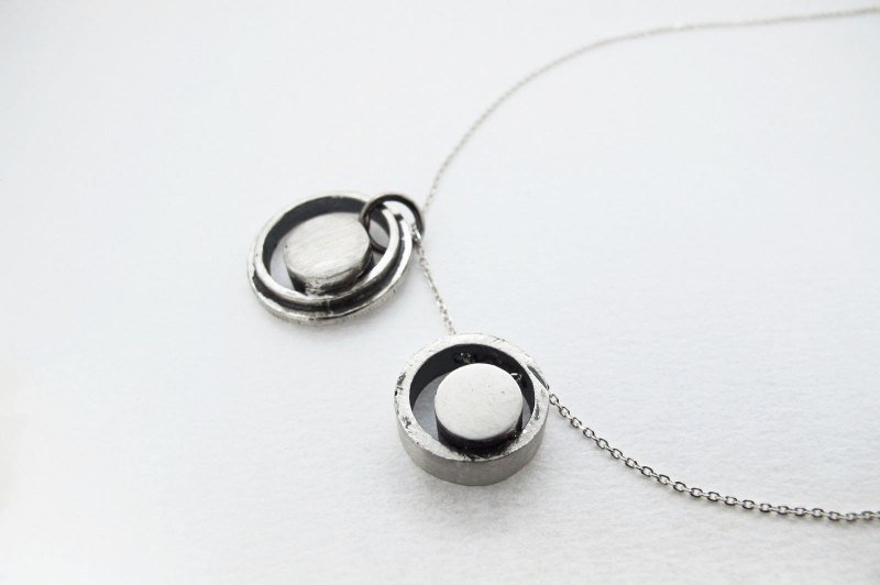 刻划爱情系列~心的所属 情人纯银对链 - 项链 - 纯银 灰色