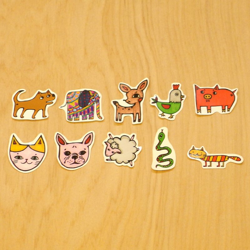 微醺斑比 小动物系列贴纸(共10款) - 贴纸 - 纸 多色
