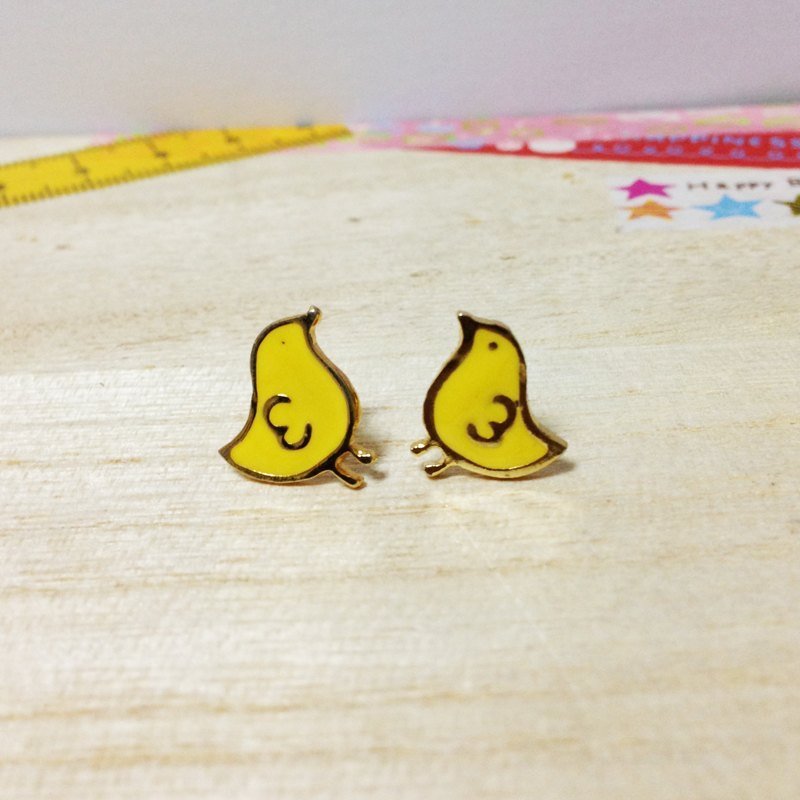 ▲BKK H.M Earring▲24K金系列-小鸡啾啾 - 耳环/耳夹 - 其他金属 黄色