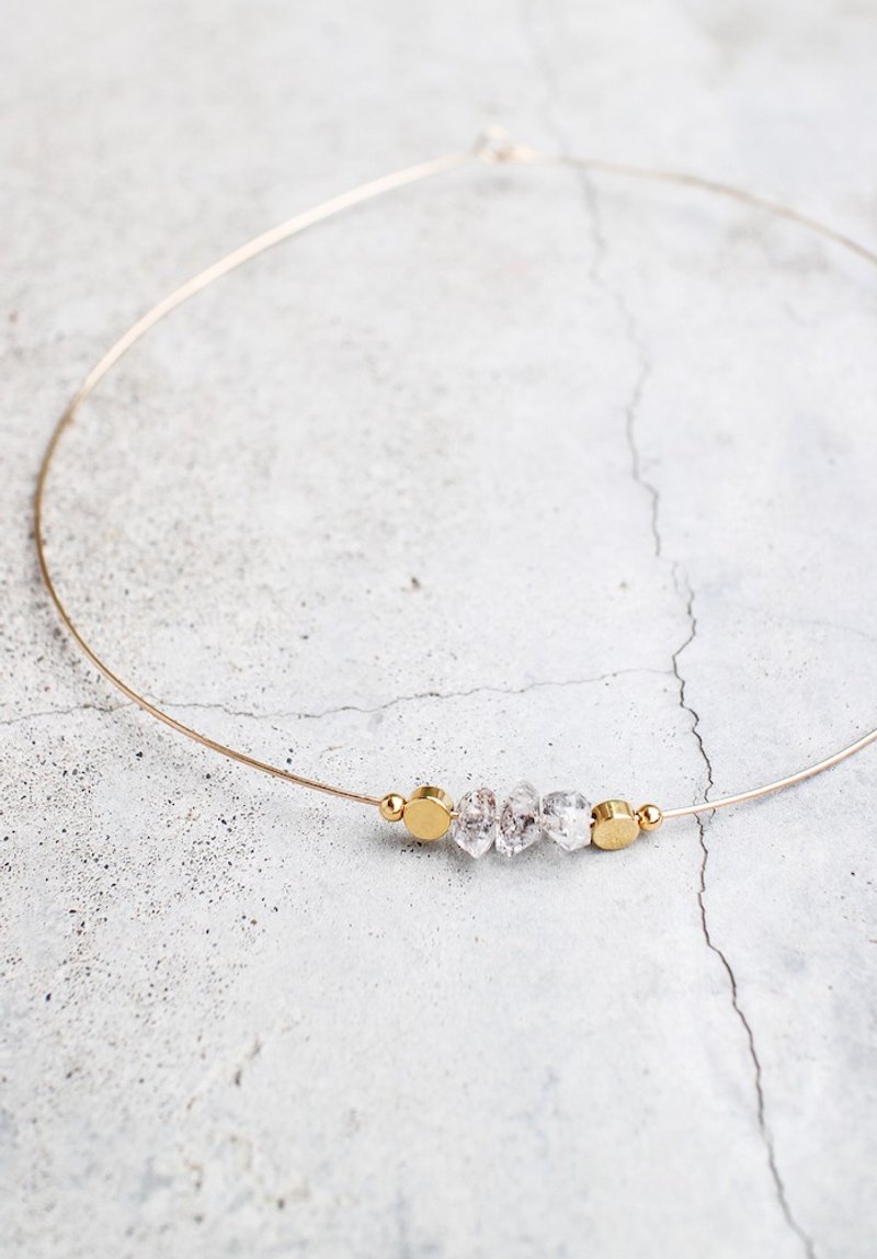 [原矿系]KALAMA 赫基蒙钻石原矿颈圈项链-限量手工. 情人节礼物. 生日礼物. 天然石 - 项链 - 宝石 金色