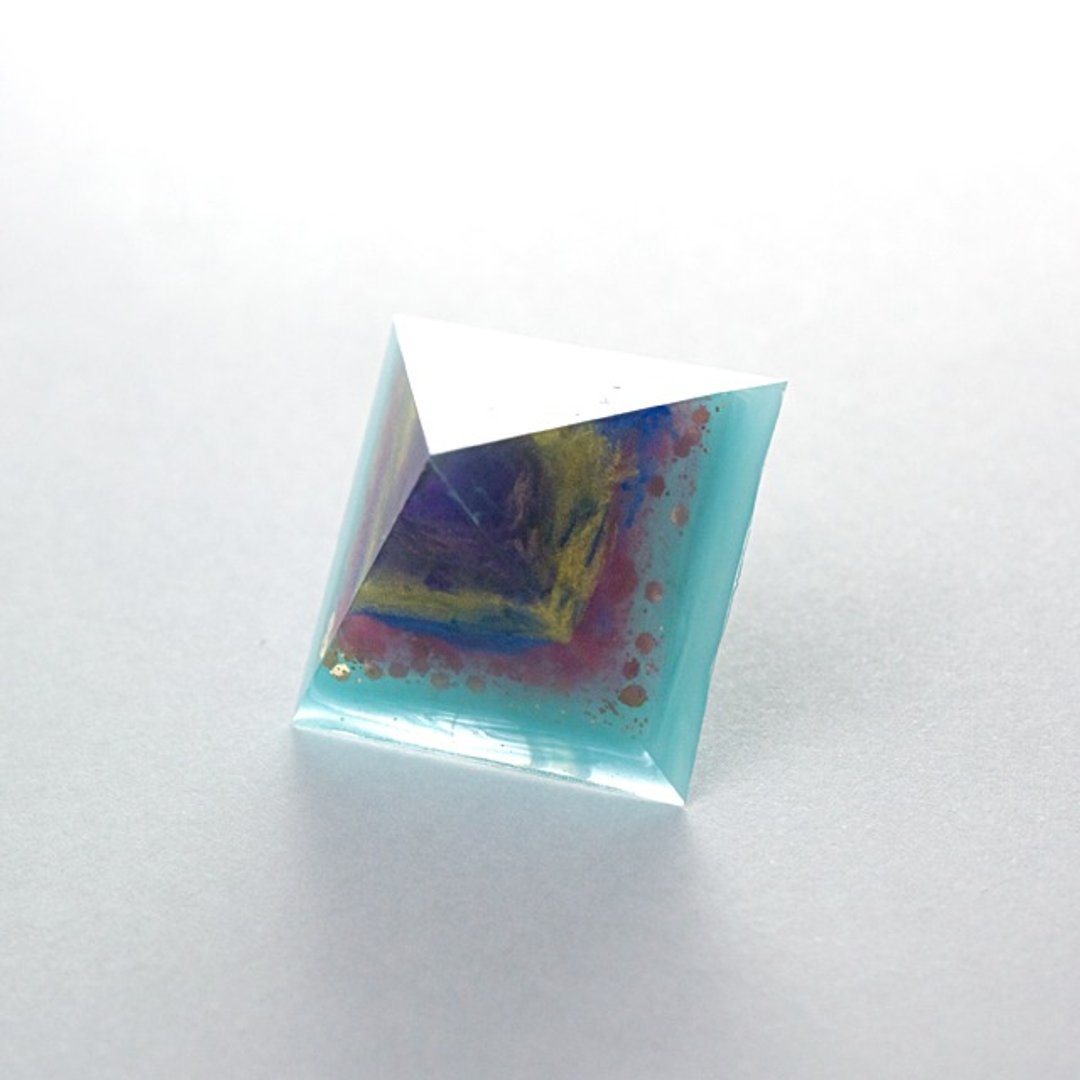 Pyramid Single Pierce (erosion) - 耳环/耳夹 - 其他材质 蓝色