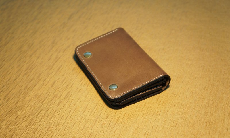 【磨面牛皮】个性短夹旧版 （免费印字 质感包装 ） - 皮夹/钱包 - 真皮 