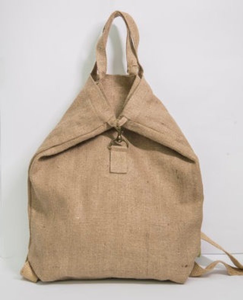 天涯同行后背潮麻包  KLIM140617BP - 束口袋双肩包 - 植物．花 卡其色