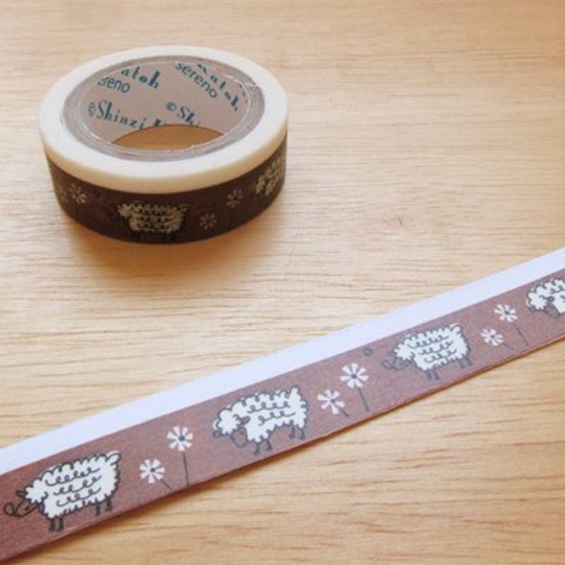 Shinzi Katoh 加藤真治 童趣涂鸦插画 纸胶带(MKT6095)绵羊 - 纸胶带 - 纸 咖啡色