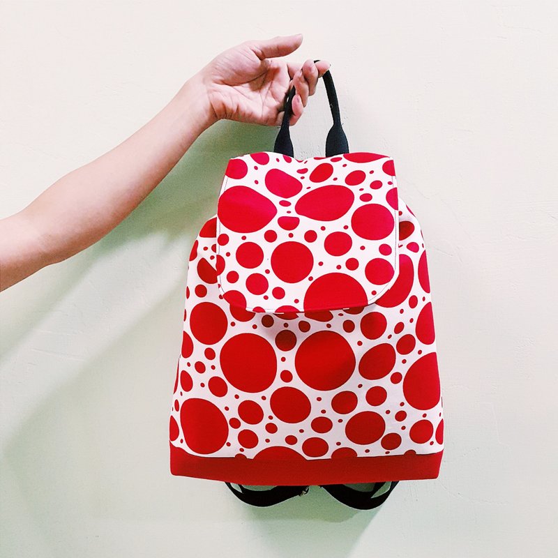 S,HU - 草间弥生圆点点束口后背包 - 束口袋双肩包 - 其他材质 红色