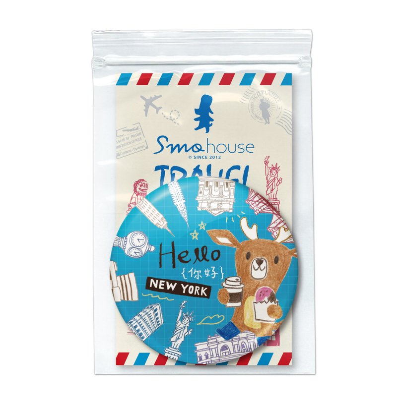 大圆胸章 : 飞游城市系列 嘻卡游美国纽约 - 徽章/别针 - 塑料 蓝色