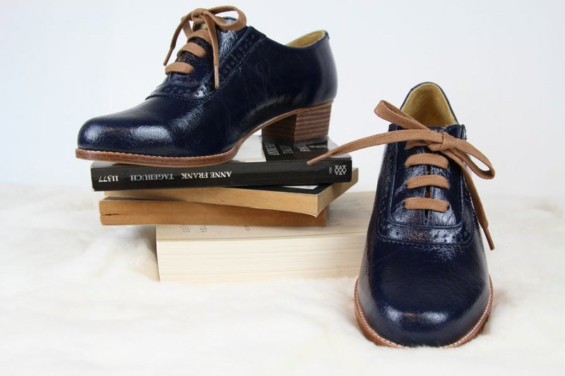 牛津鞋(经典蓝)出清(37码) - 女款牛津鞋/乐福鞋 - 真皮 蓝色