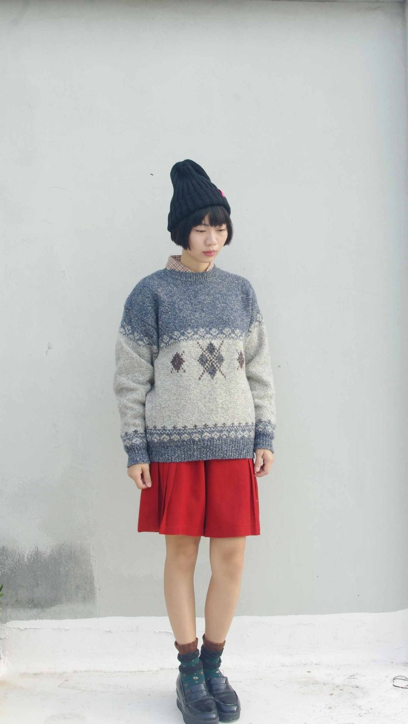 4.5studio-日本扛回寻宝老衣特区-灰色系大菱格纹缇花针织大毛衣 - 女装针织衫/毛衣 - 其他材质 灰色