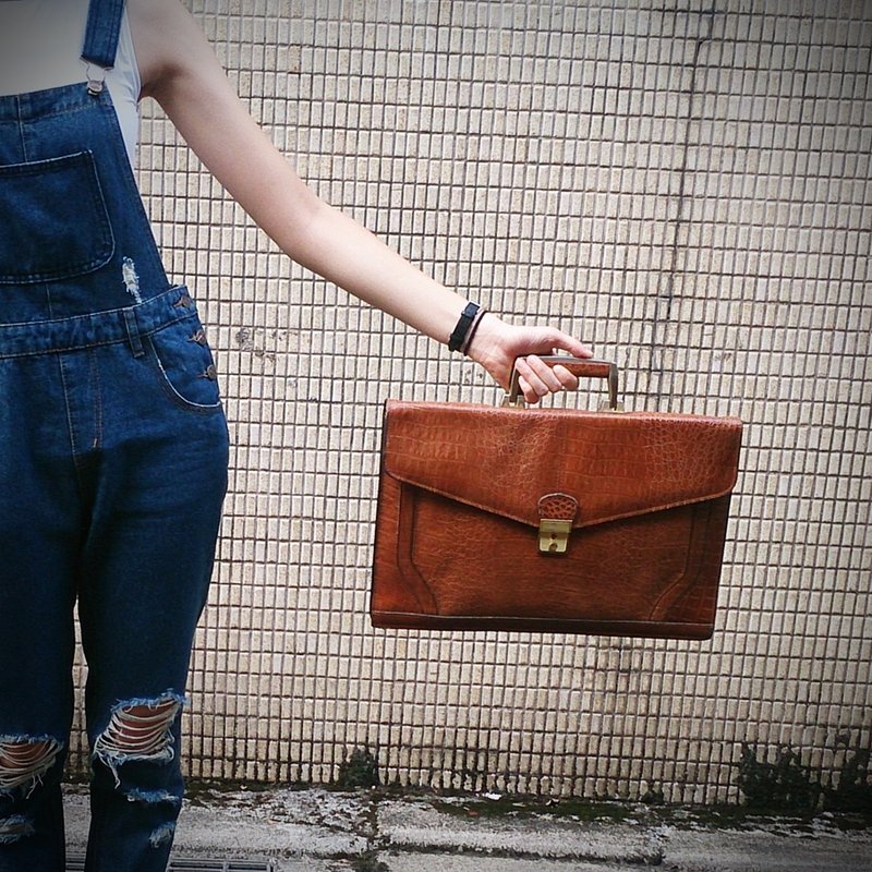 夕卡 Shika // Vintage bag 压纹复古公事包 {A3-054} - 公文包/医生包 - 其他材质 
