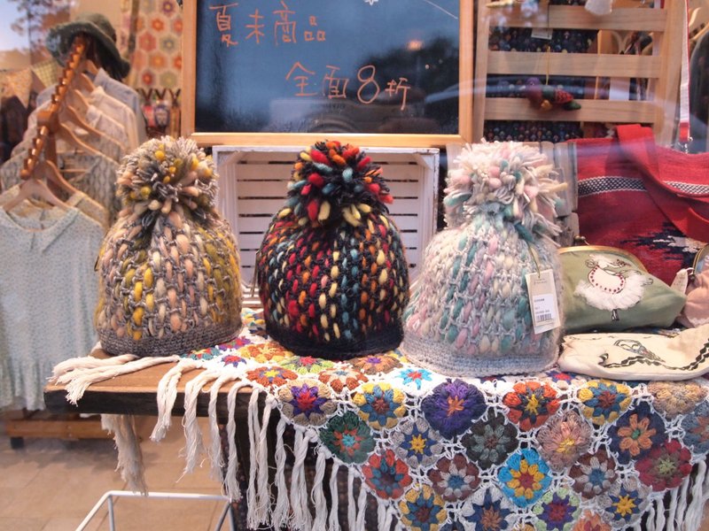 purin select zakka (BJB1509008） 彩虹羊毛毛线帽 - 帽子 - 羊毛 蓝色