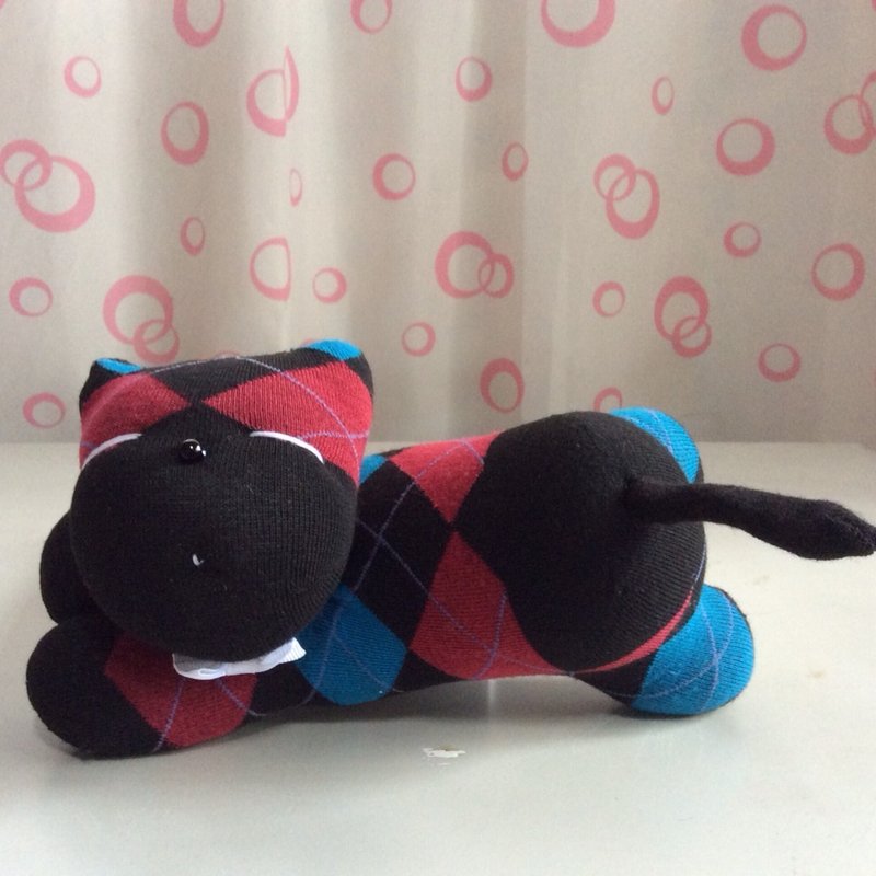 小林~动物造型偶/护腕-B103菱格猫(袜娃娃) - 玩偶/公仔 - 棉．麻 多色