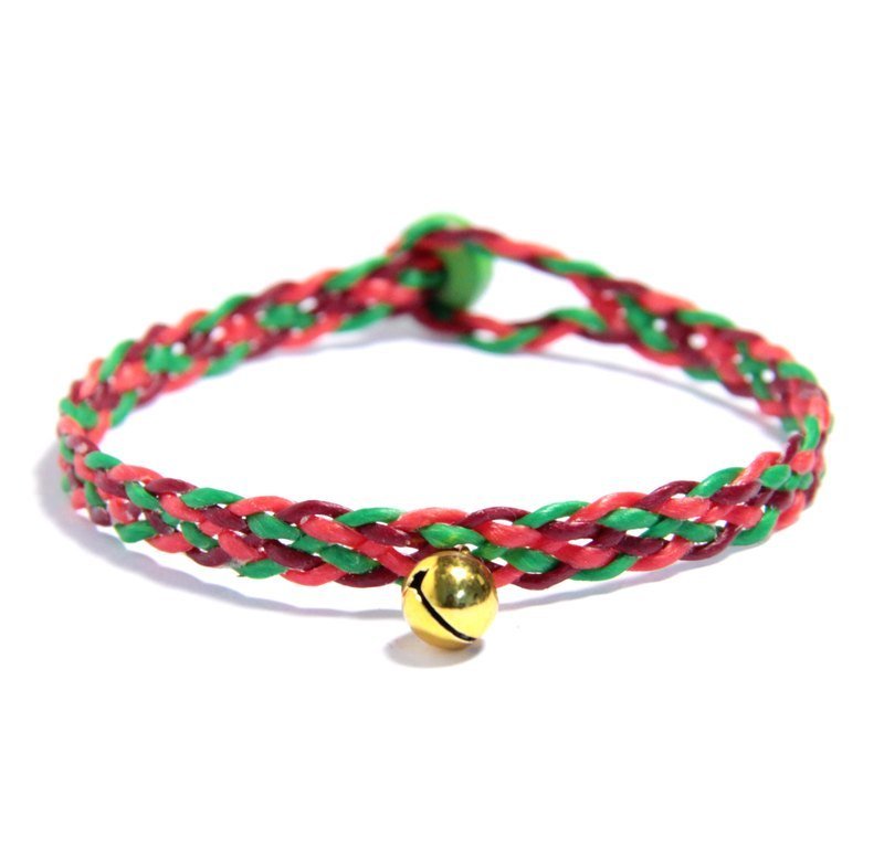 红花衬绿金铃 蚕丝蜡线手环 - 手链/手环 - 防水材质 多色