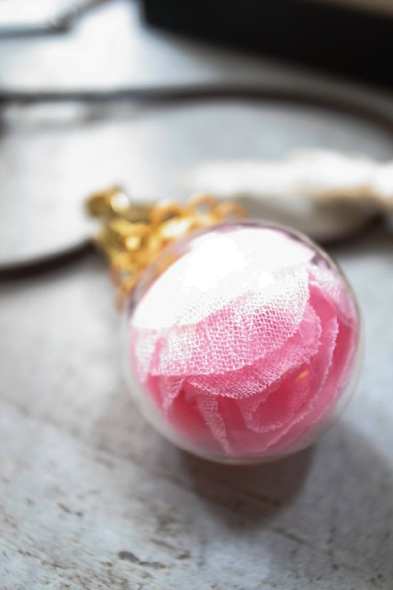 枯木&CryWood 玻璃球系列 -  芙捞儿❀ {可作为戒指项炼两用唷} - 项链 - 玻璃 粉红色