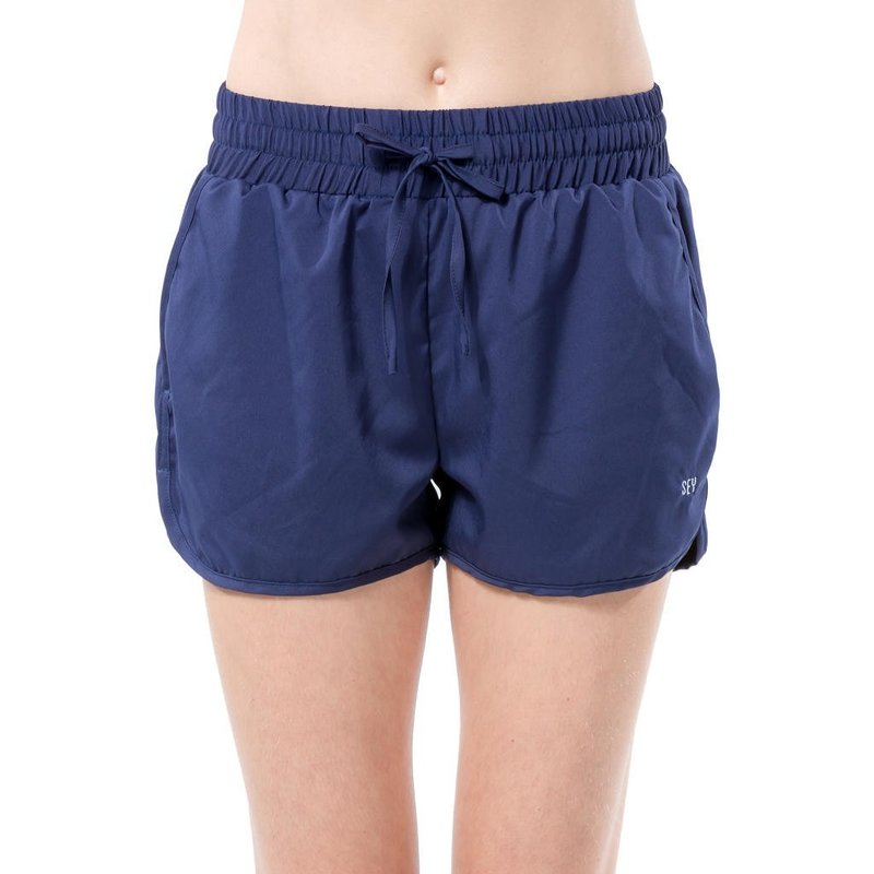 舒适意大利丝绸运动裤 - 短版深蓝色 - 女装长裤 - 其他材质 蓝色