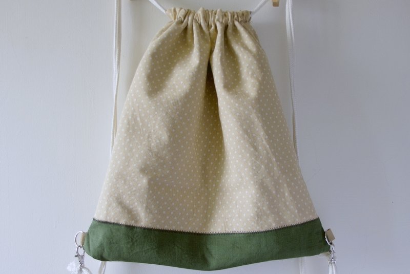 [Mi Sol 小太阳]-草莓西瓜-点点双面束口袋后背包 - 束口袋双肩包 - 其他材质 绿色