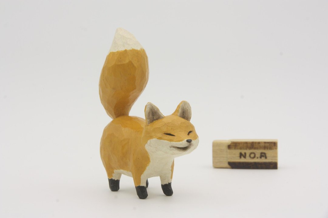 疗愈系木雕小动物_小狐狸A_黄色_Fox (原木手工雕刻) - 其他 - 木头 黄色