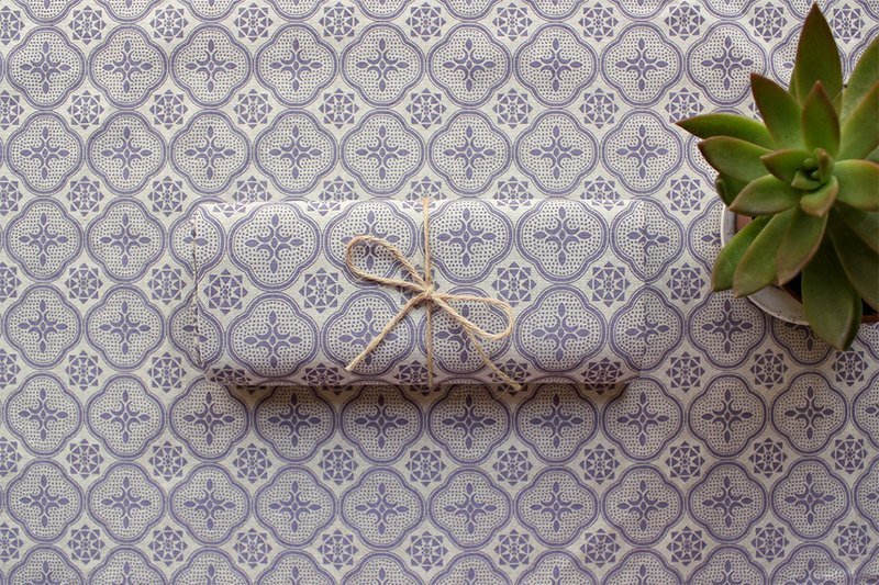 印花布料-玻璃海棠花纹/淡紫灰色 - 其他 - 其他材质 紫色