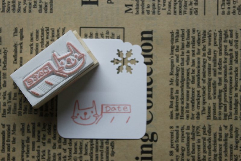 手刻印章 / 兔子日期章 - 其他 - 塑料 白色