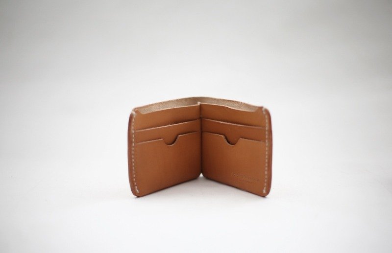 leather-shop  vintage 純手工 牛皮 多卡位 真皮 植鞣短 錢包 棕色 - 皮夹/钱包 - 真皮 咖啡色