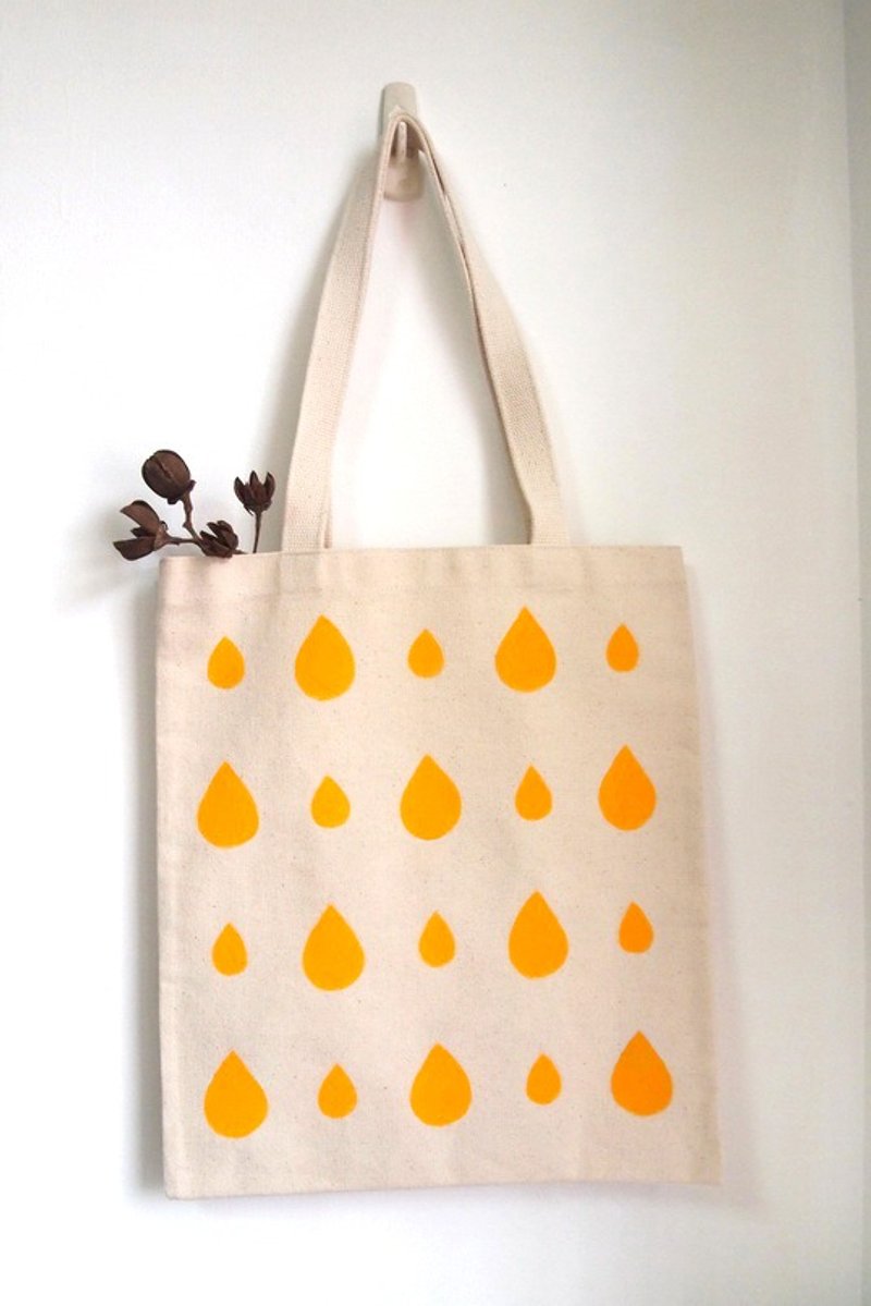 《橘黄色雨滴》帆布袋 - 侧背包/斜挎包 - 其他材质 橘色