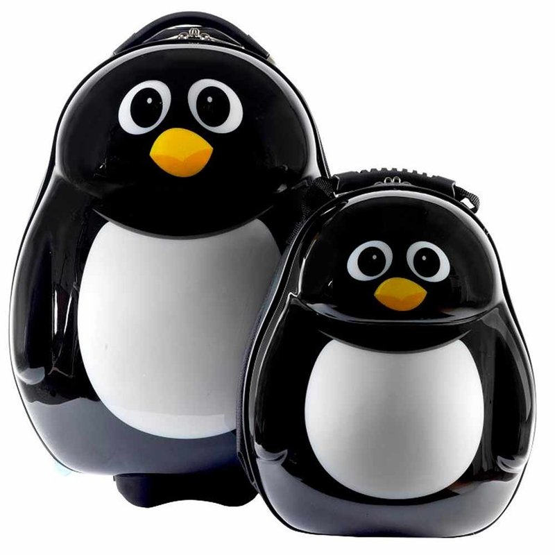 【英国cuties and pals】16寸蛋型轻硬壳儿童专属旅行箱+13寸背包组(企鹅) - 行李箱/行李箱保护套 - 塑料 黑色