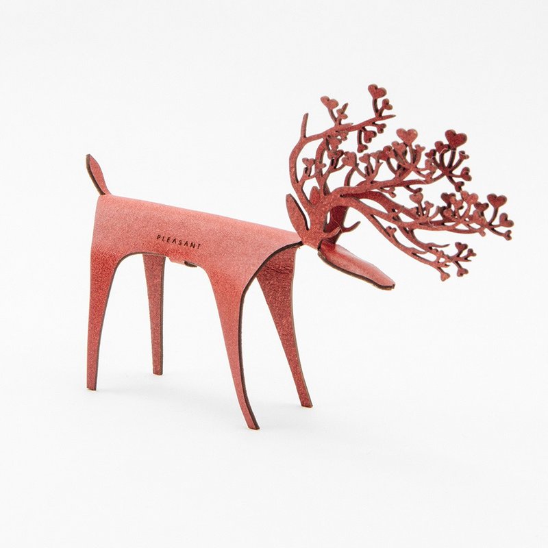 PLEASANT |  爱你快鹿礼卡 - 摆饰 - 真皮 红色