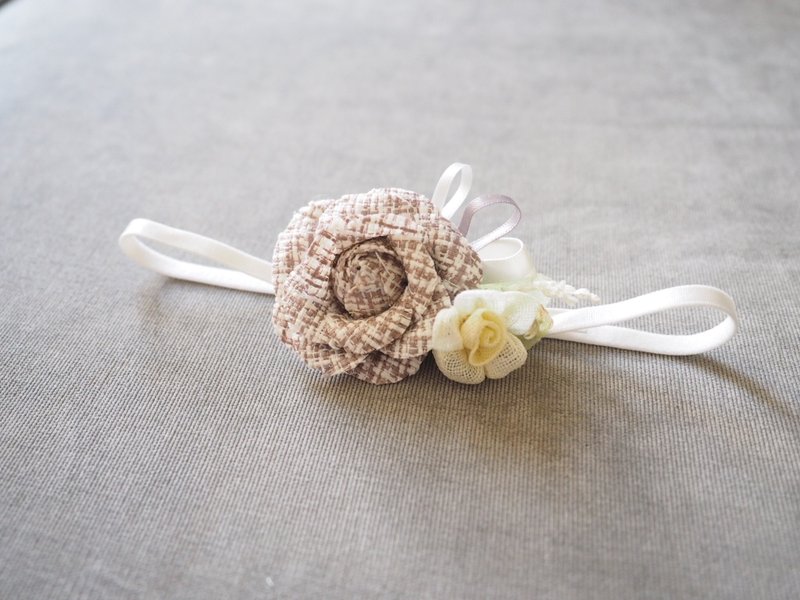 手作婴儿女童头饰 - 围嘴/口水巾 - 其他材质 卡其色