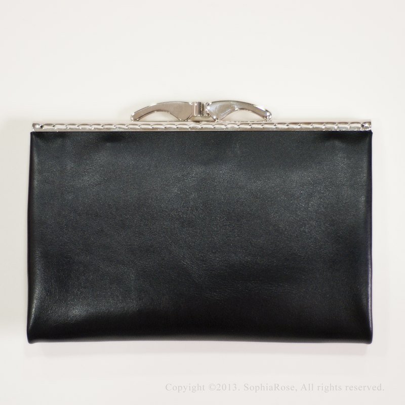 羊皮口金手拿包 - 其他 - 真皮 黑色