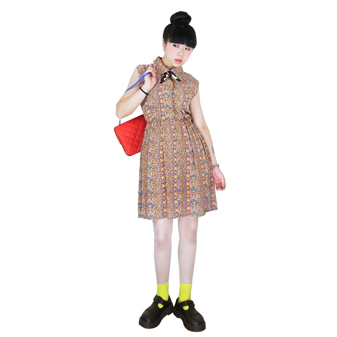 A·PRANK :DOLLY :: 复古着VINTAGE日本制欧式雕花纹花有领无袖改良式古着小洋装 - 洋装/连衣裙 - 棉 多色