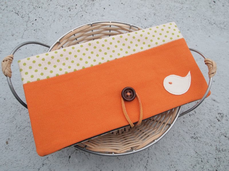 亮橘青鸟存摺包／长夹钱包 - 皮夹/钱包 - 其他材质 橘色