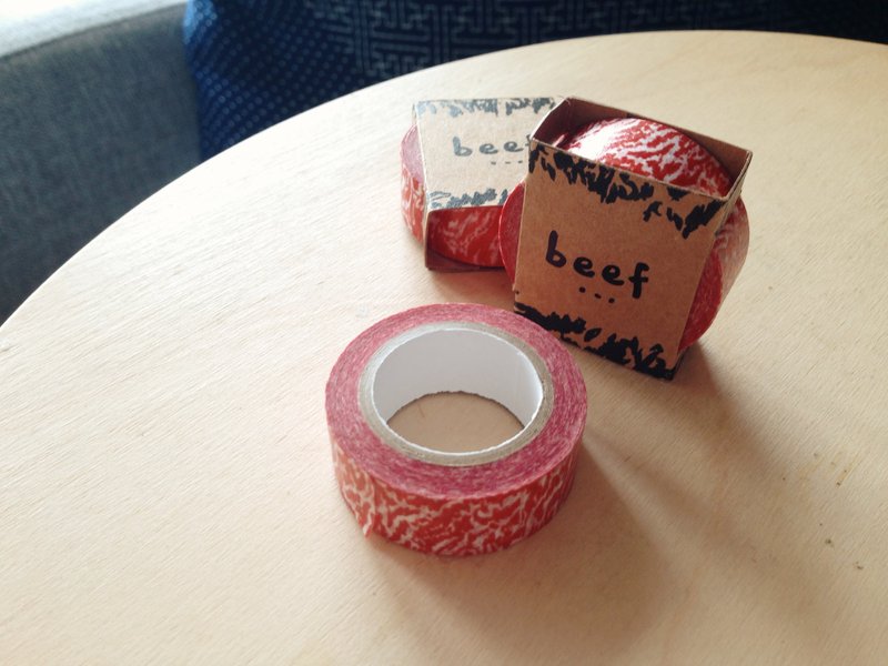 和纸胶带：A5和牛图案设计 红色 个性 肉纹 食物 水彩 - 纸胶带 - 纸 红色