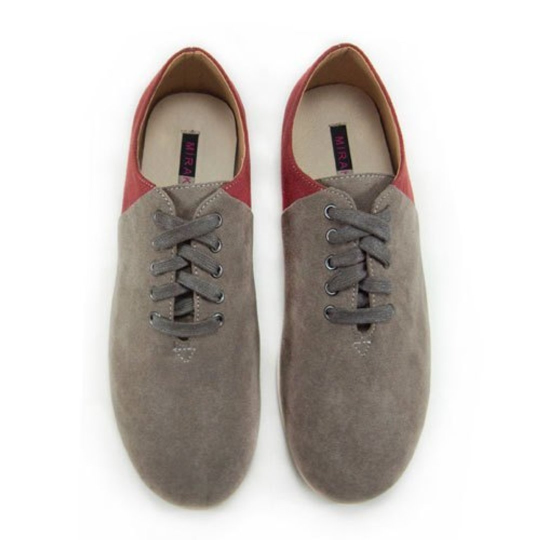 Two Tone Lace-up Shoes M1105A GreyBurgundy - 女款休闲鞋 - 棉 灰色