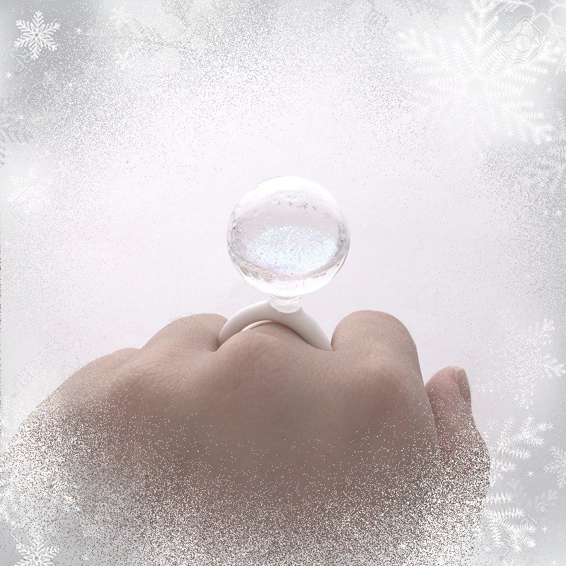 雪花玻璃戒指 - 戒指 - 玻璃 白色