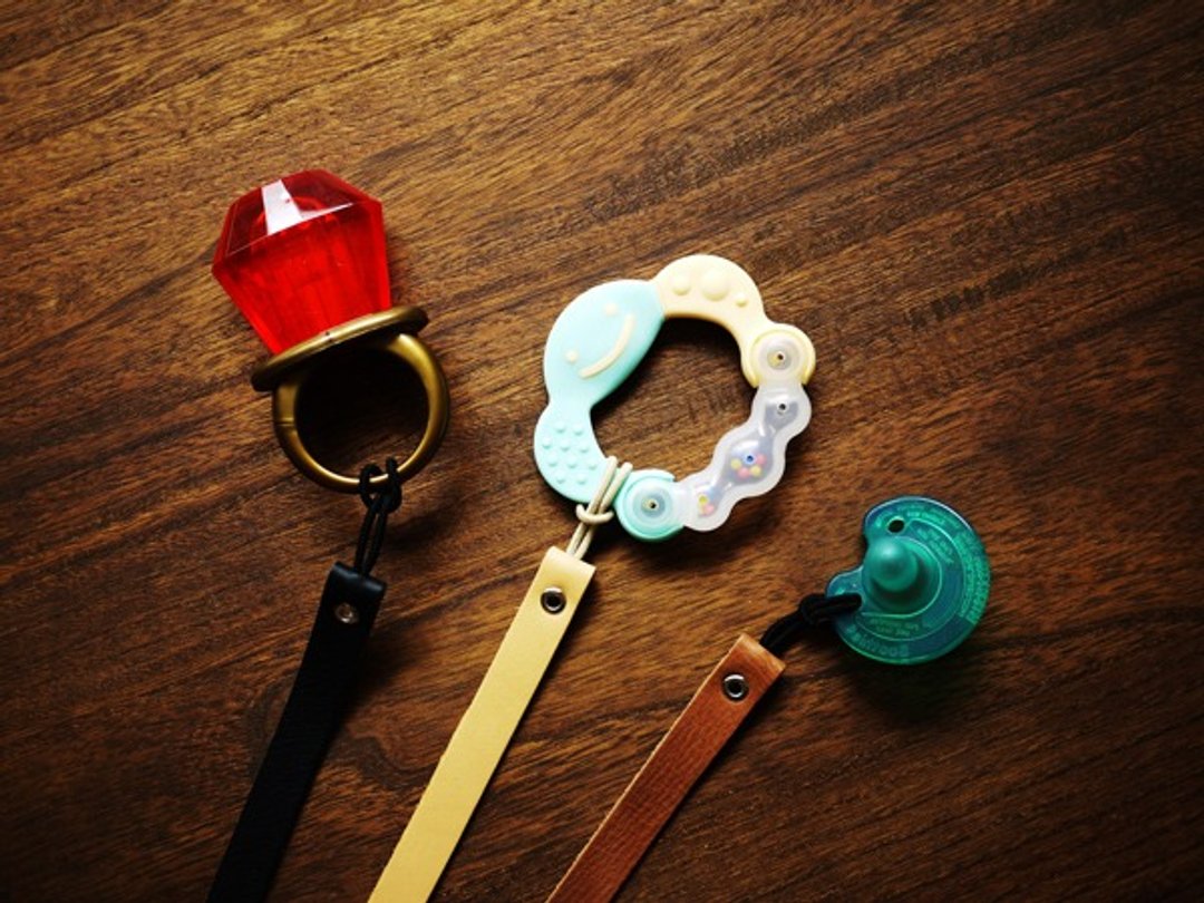 【Le Cuir】 手工皮革 定制化 奶嘴链 - 皮件 - 真皮 橘色