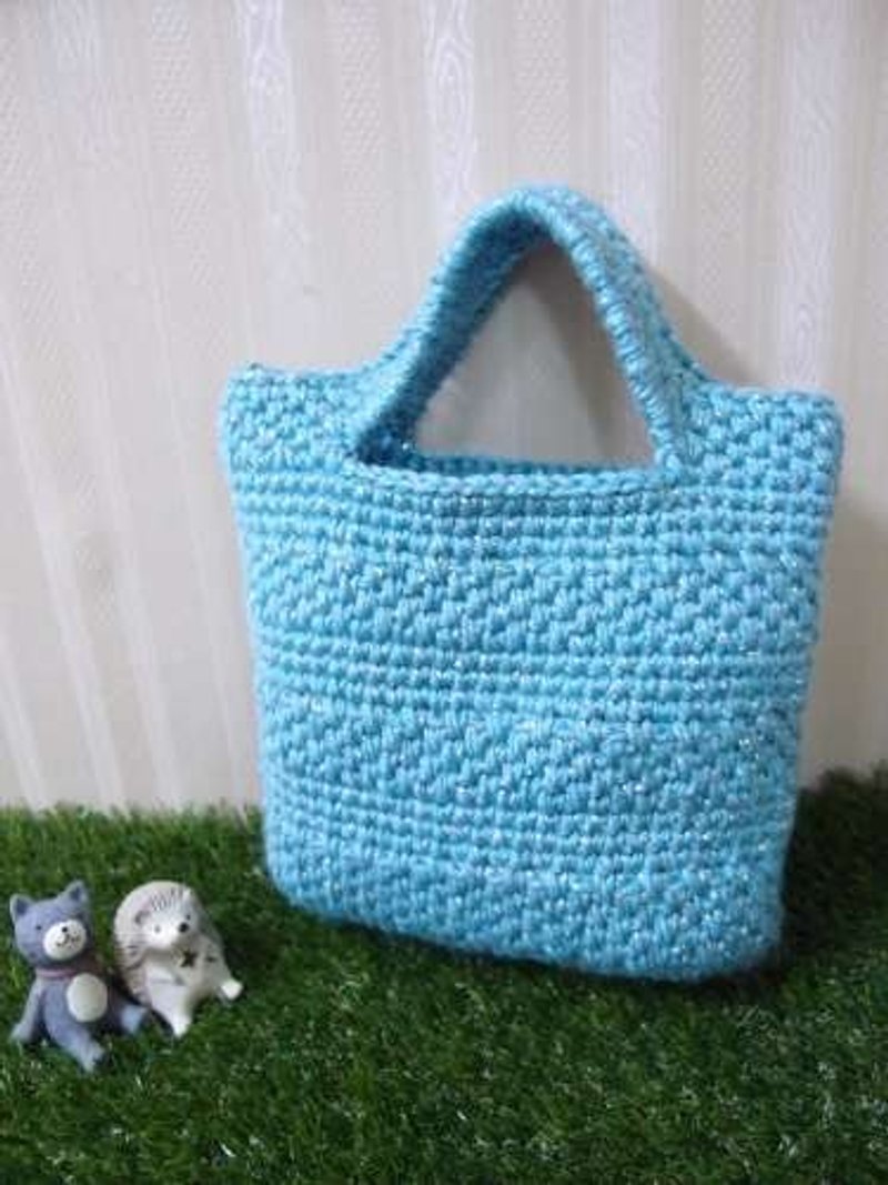 绒绒酿酿午餐约会小提包 -湖水蓝 (多色) 手工编织 - 手提包/手提袋 - 其他材质 蓝色