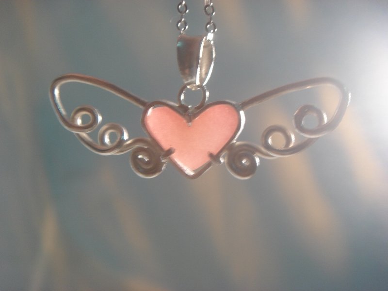 纯银墬饰-飞扬的心 - 项链 - 宝石 