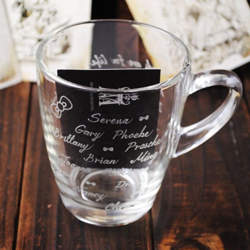 320cc【可爱KITTY BOW杯】蝴蝶结bow knot 英文短句刻字玻璃杯祝福语 刻字马克杯 送礼(中英日韩文)多人属名专用 客制化 - 酒杯/酒器 - 玻璃 