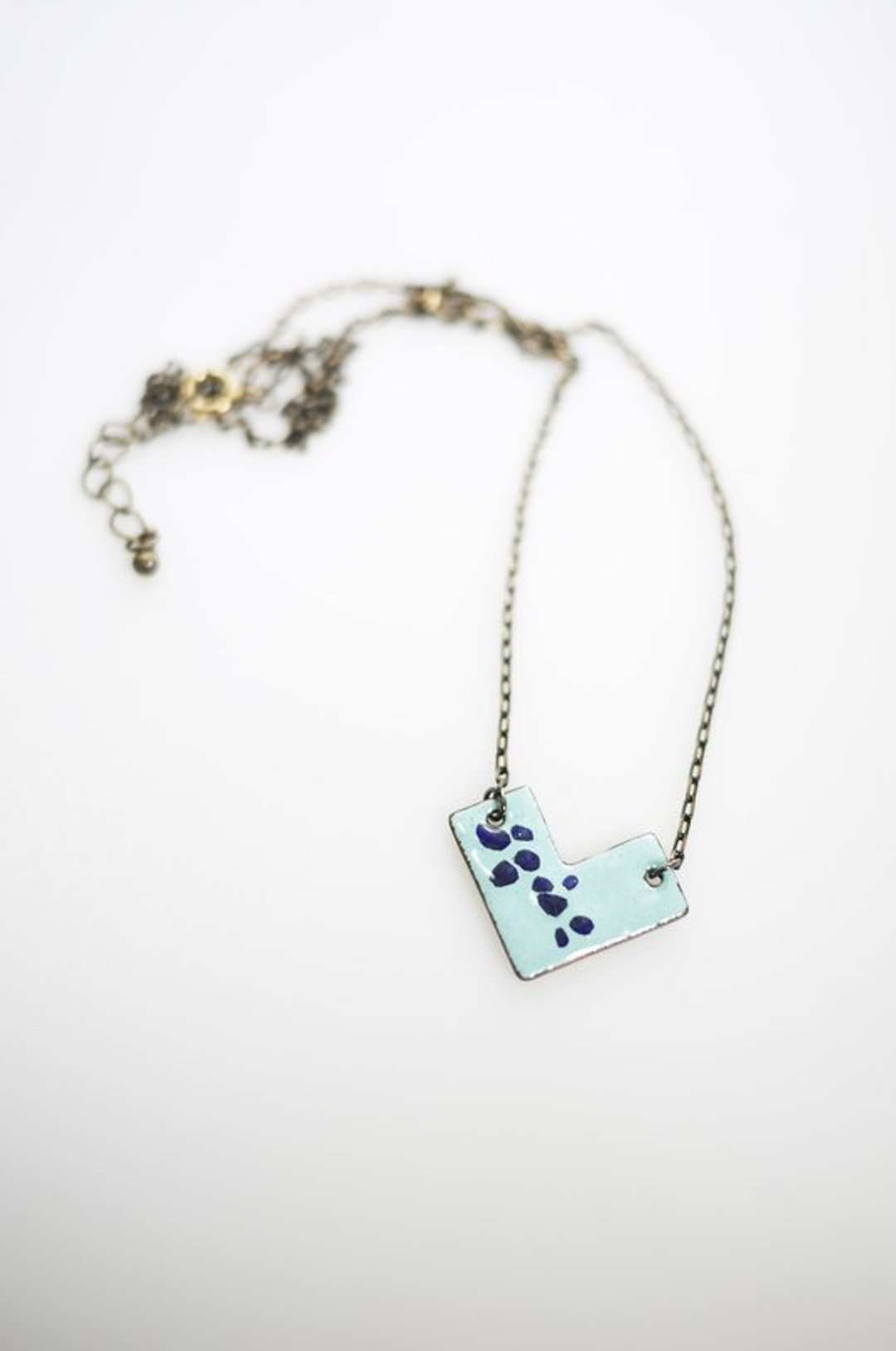 Simple Love Enameling Necklace 简单爱造型珐琅项链(土耳其蓝/蓝绿) - 项链 - 其他金属 蓝色