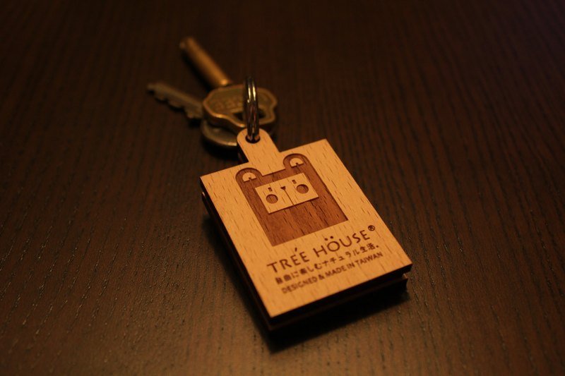 木制镜子钥匙圈-小熊 - 其他 - 木头 卡其色