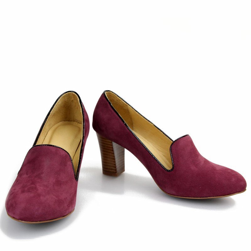 绒面高跟鞋 - 女款休闲鞋 - 真皮 紫色