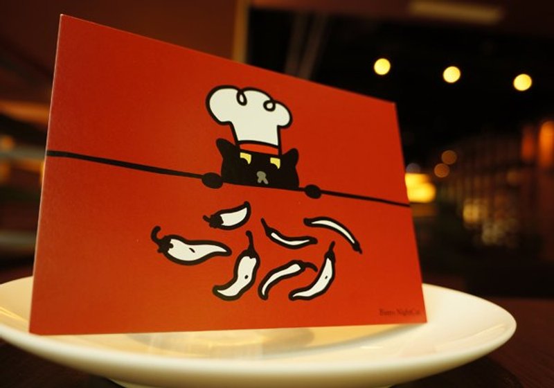 [Bistro NightCat] 夜猫食堂明信片 - 辣椒 - 卡片/明信片 - 纸 红色